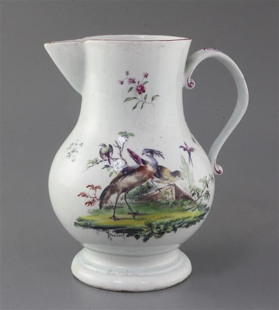 A large Derby baluster-shaped jug, c.1758, h. 22.5cm, surface mottling to glaze